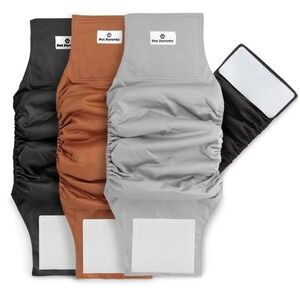 3pc‎ Pet Parents Washable Belly Bands for Dogs Size XS Solids Diaper Rust Gray